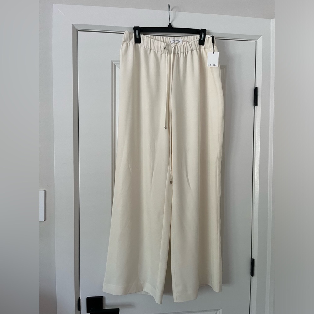 Calvin Klein Cream wide leg pants